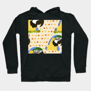 Yellow Ara Parrot and Flowers Hoodie